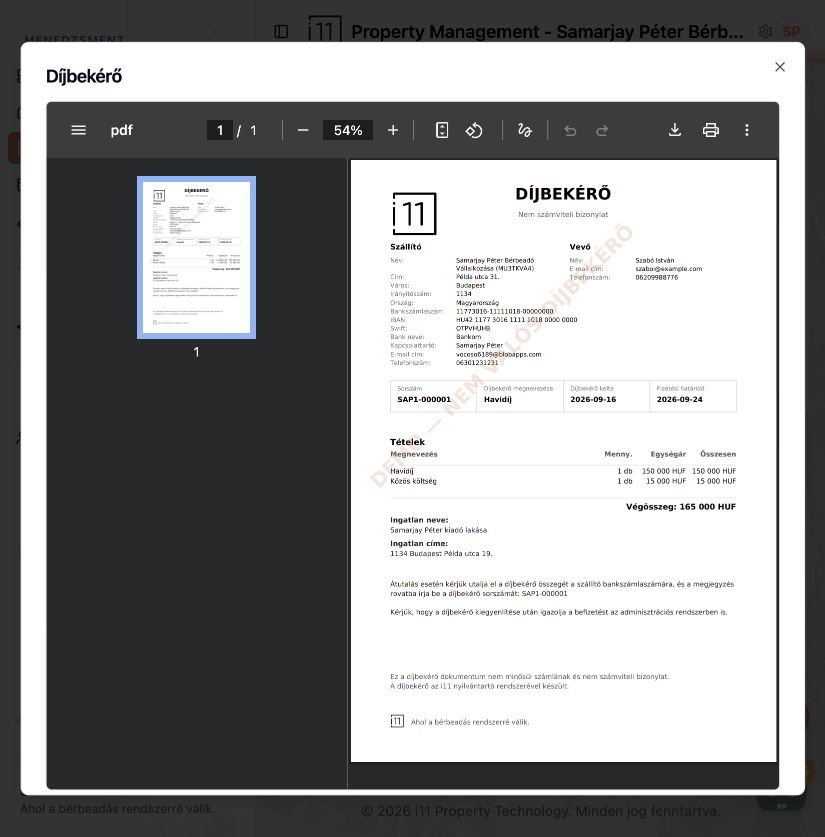 Díjbekérő PDF