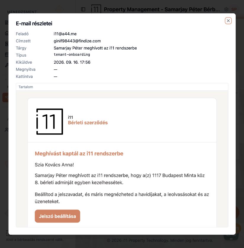 Bérlői meghívó e-mail